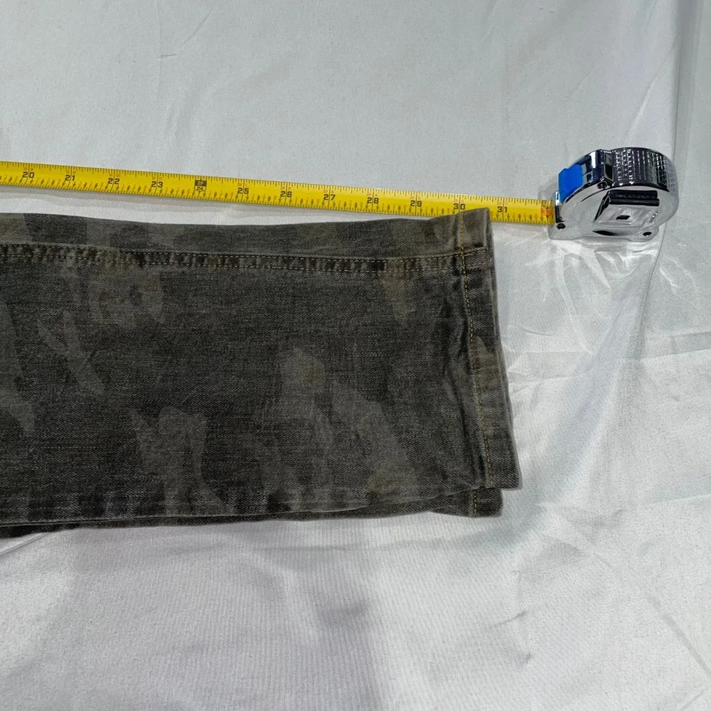 Privilege Society Mens Camo Hunter Slim Straight Jeans Green Grey Size 36 x 31